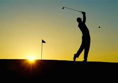 golfer and sunset